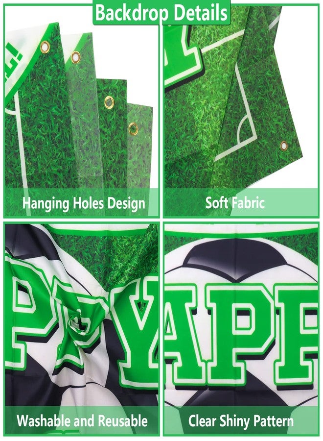 PIXHOTUL Soccer Happy Birthday Backdrop and Tablecloth Set - Soccer Theme Party Photo Props with Plastic Tablecloths Decorations for Kids Soccer Themed Birthday Party Decorations - Image 3